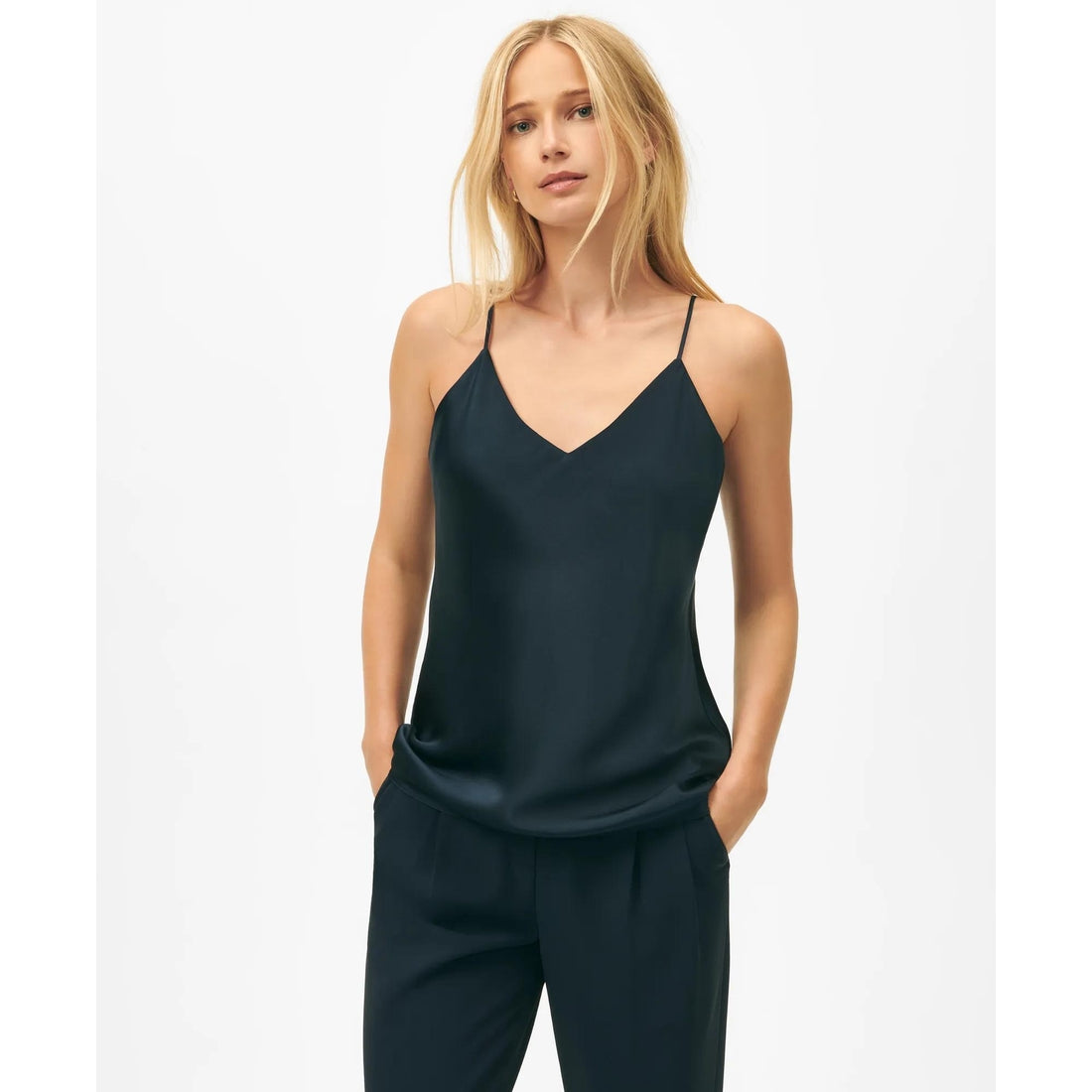V-Neck Camisole in Washable Silk Charmeuse