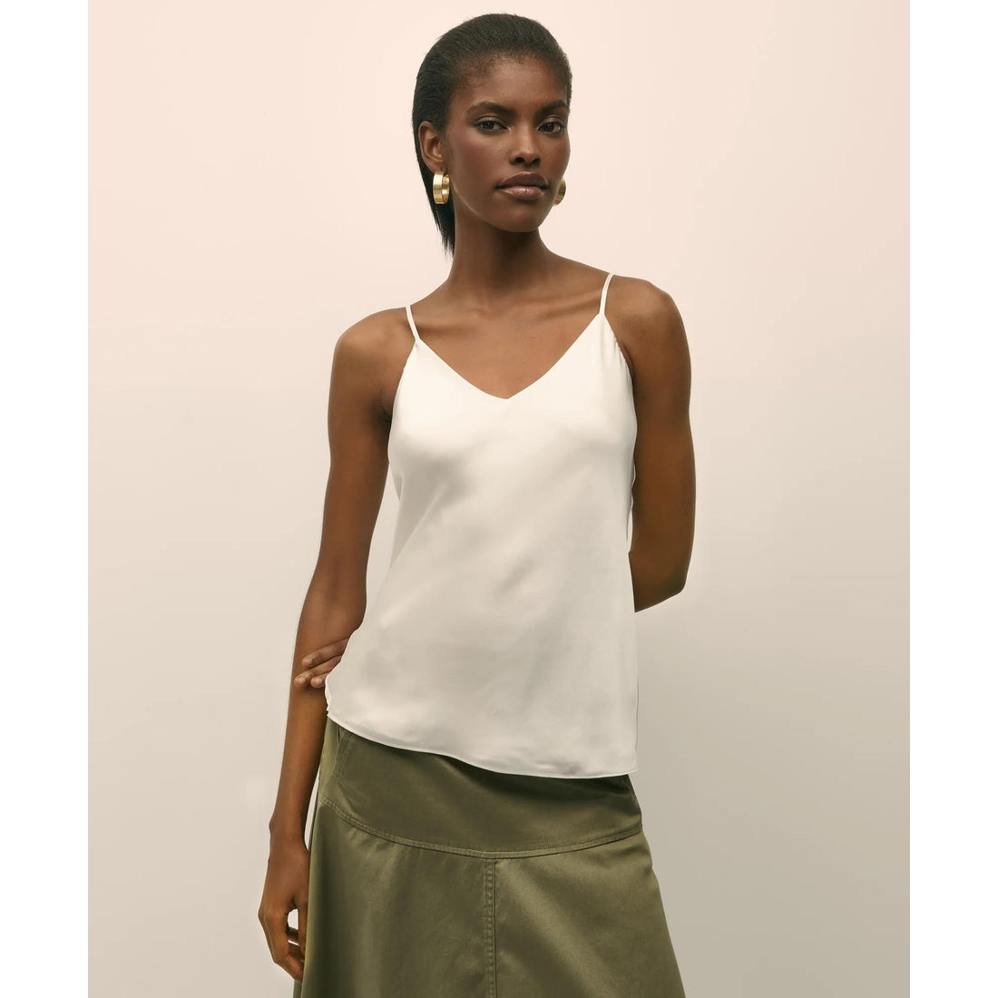 V-Neck Camisole in Washable Silk Charmeuse
