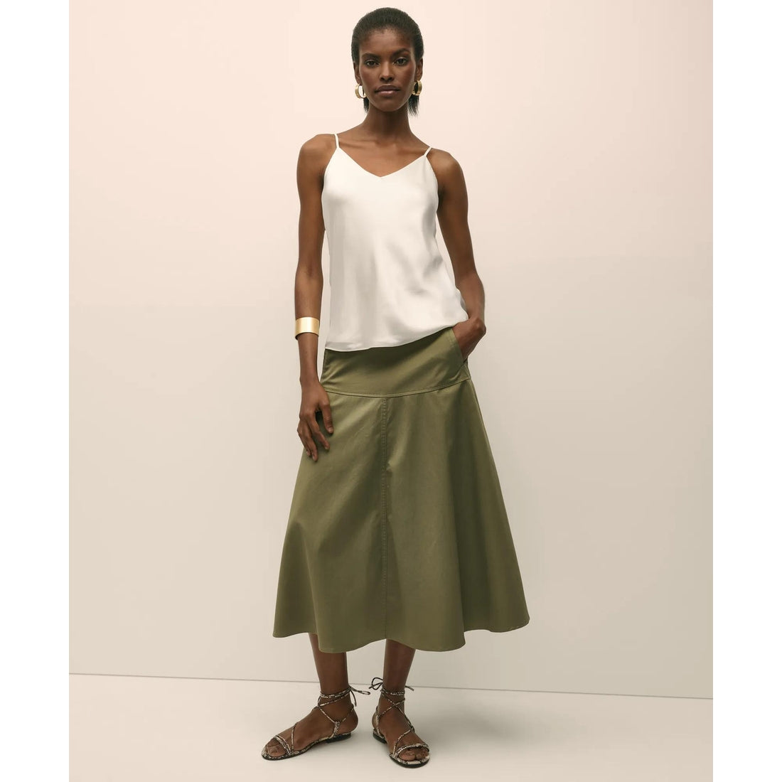 V-Neck Camisole in Washable Silk Charmeuse