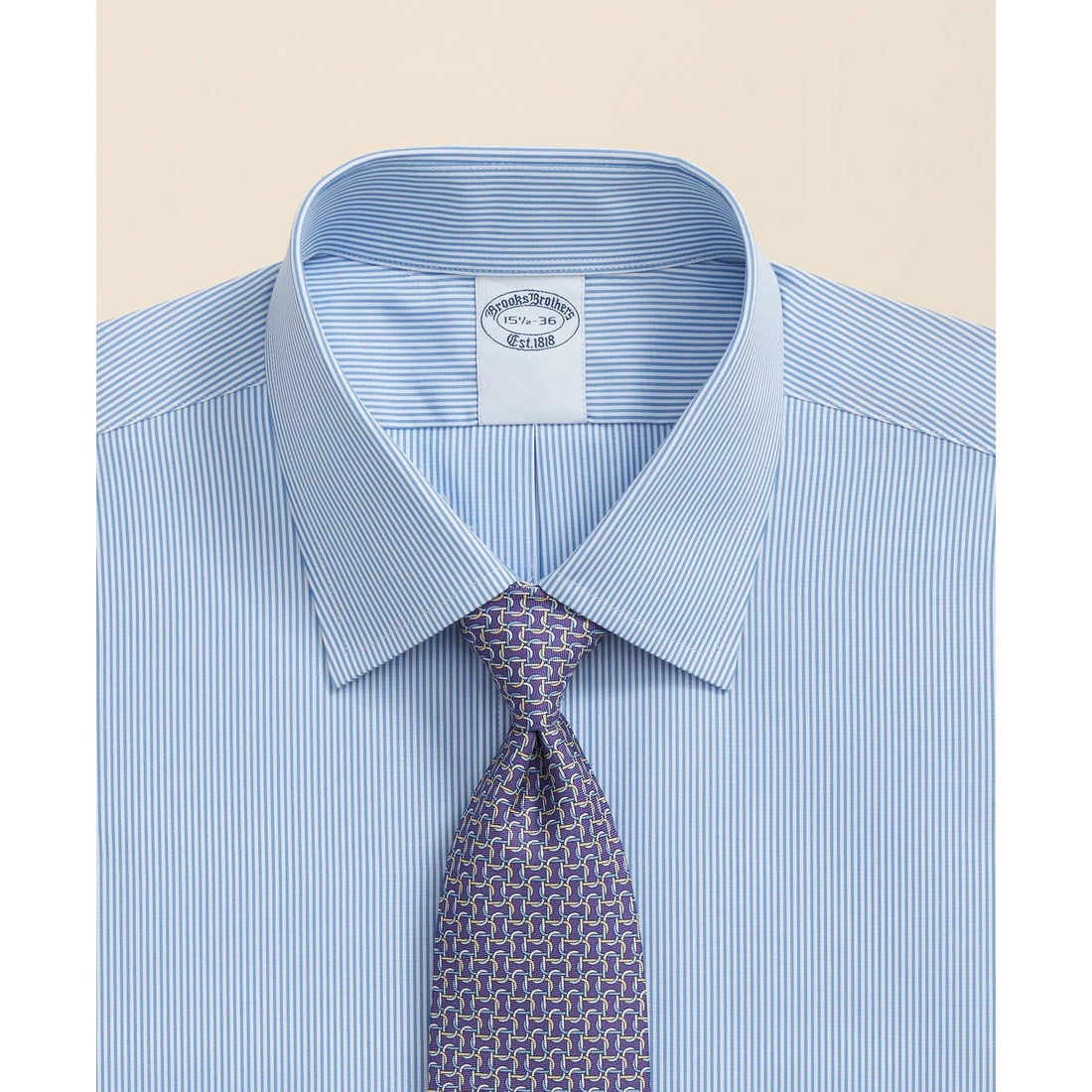 Pure Supima Cotton Regular-Finish Ainsley Collar, Mini Stripe Dress Shirt