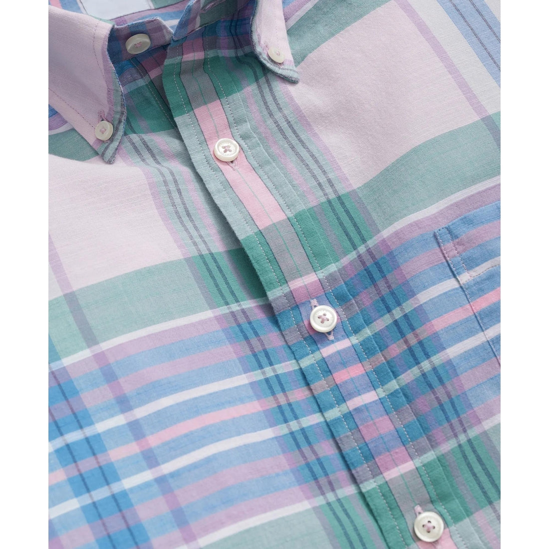 Irish Linen Polo Button Down Collar, Multi Plaid Shirt