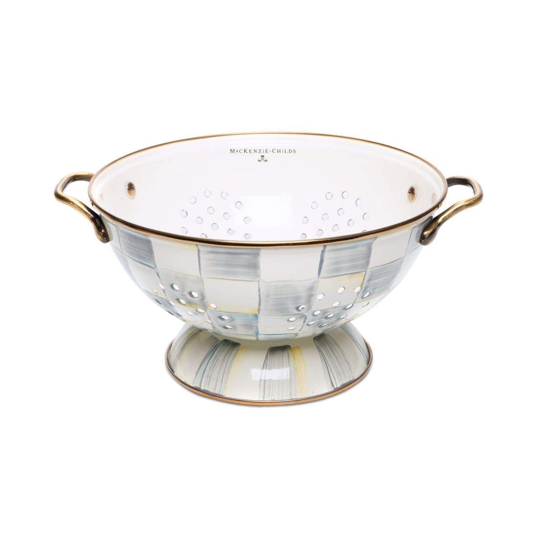 Mackenzie-Childs Sterling Check Large Colander