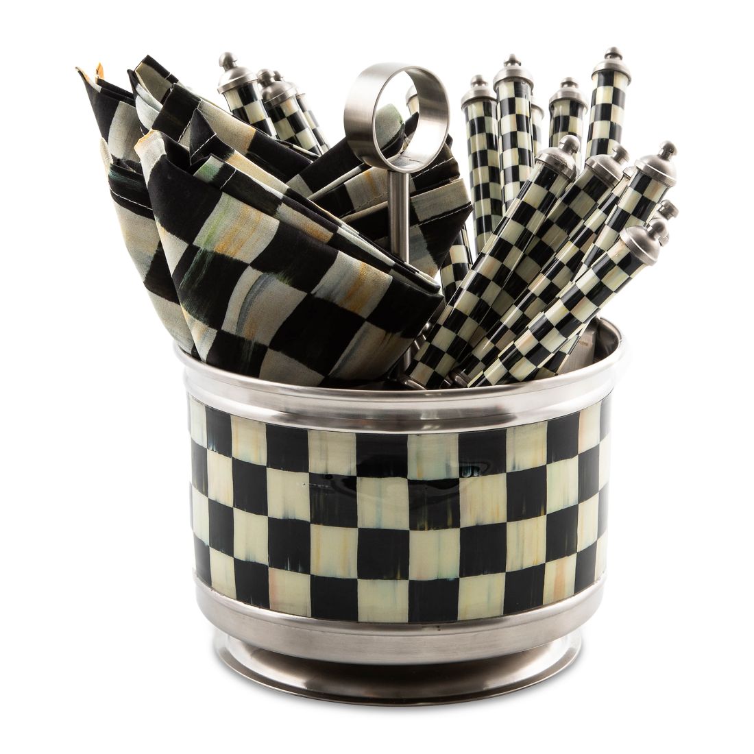 Mackenzie-Childs Courtly Check Supper Club Flatware Caddy