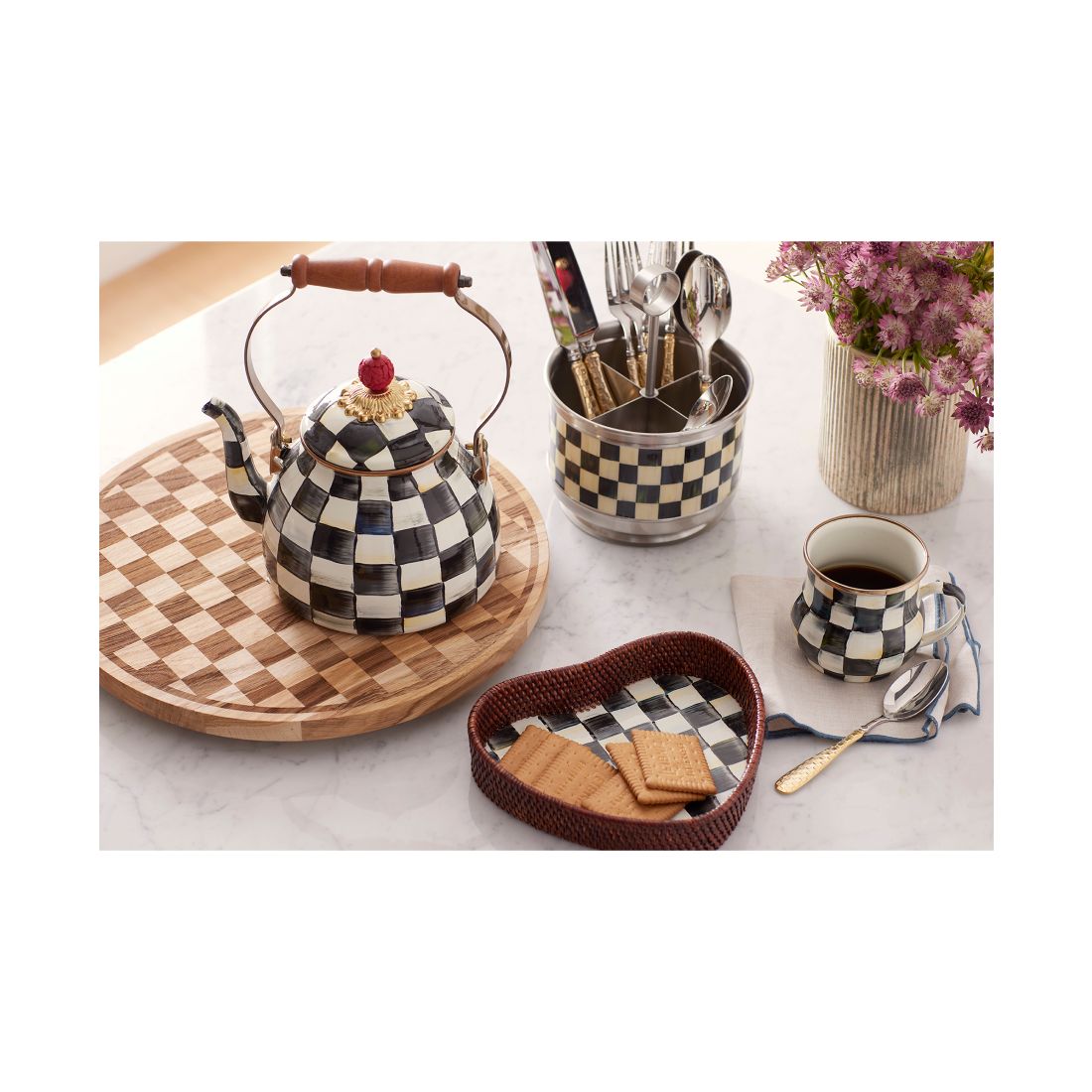 Mackenzie-Childs Courtly Check Supper Club Flatware Caddy