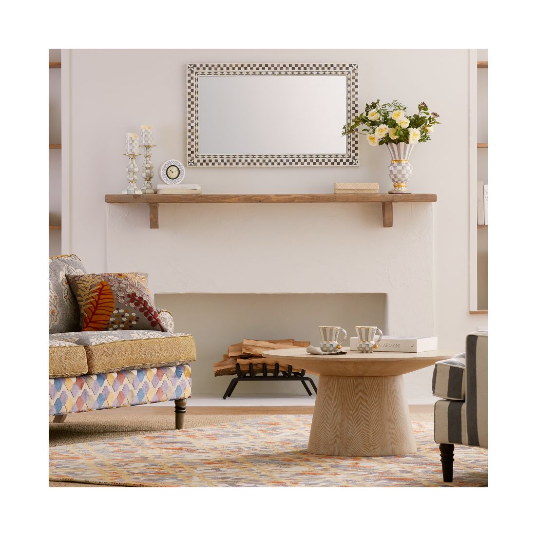 Mackenzie-Childs Sterling Check Large Pillar Candlestick