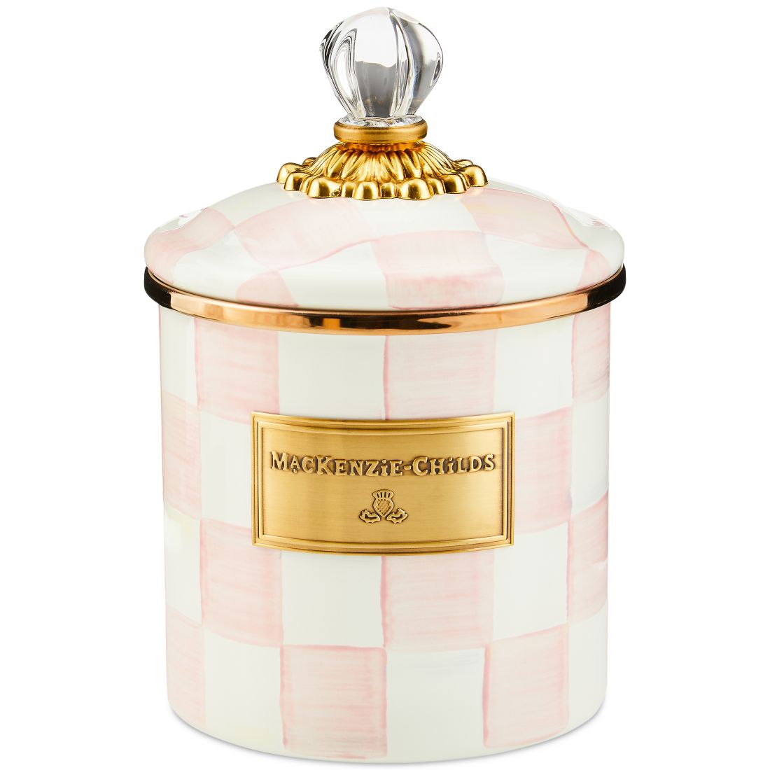 Mackenzie-Childs Rosy Check Enameled Steel Small Canister