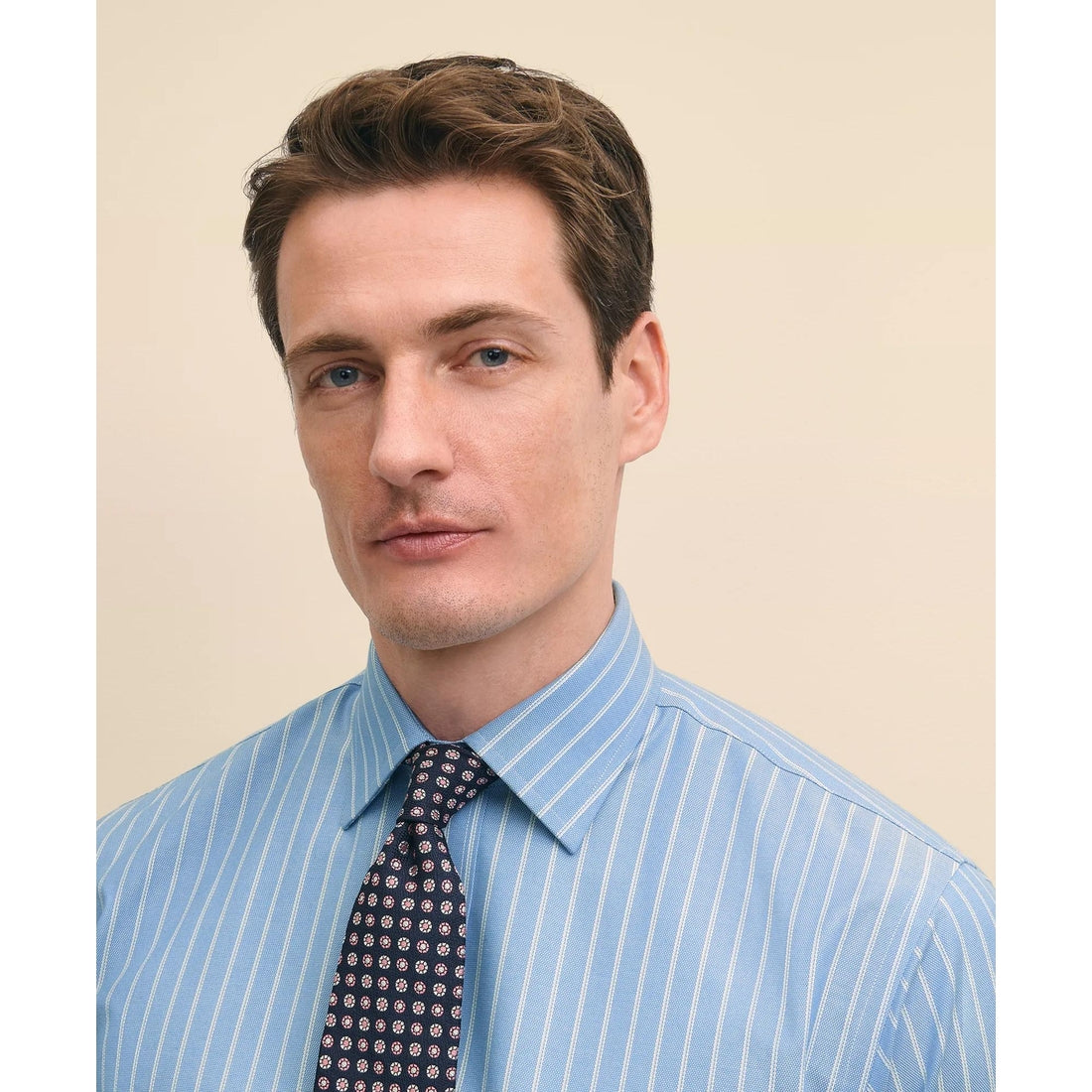 Stretch Supima Cotton Non-Iron Royal Oxford Ainsley Collar, Striped Dress Shirt