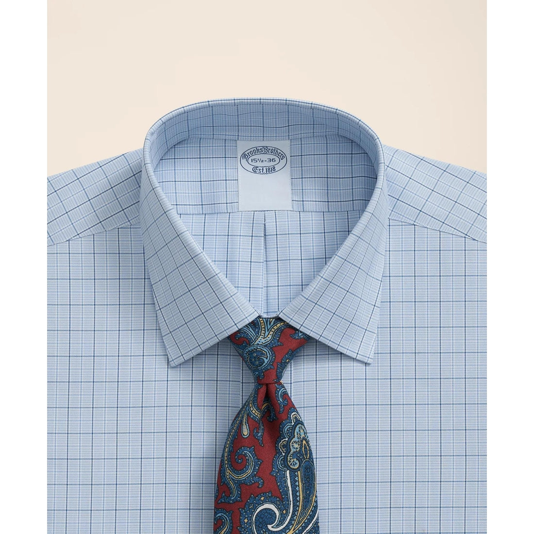 Stretch Supima Cotton Non-Iron Pinpoint Oxford Ainsley Collar, Ground Check Dress Shirt