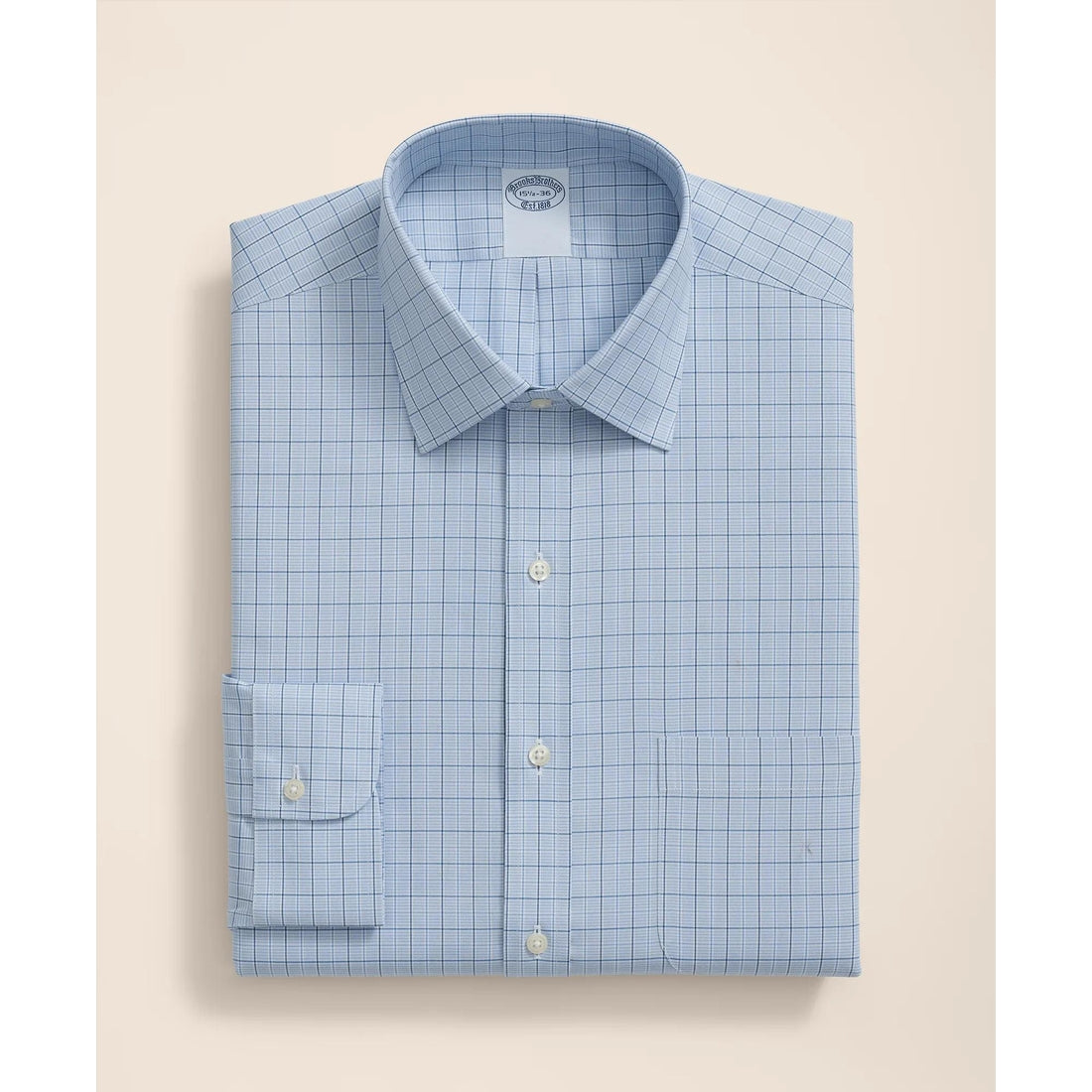 Stretch Supima Cotton Non-Iron Pinpoint Oxford Ainsley Collar, Ground Check Dress Shirt