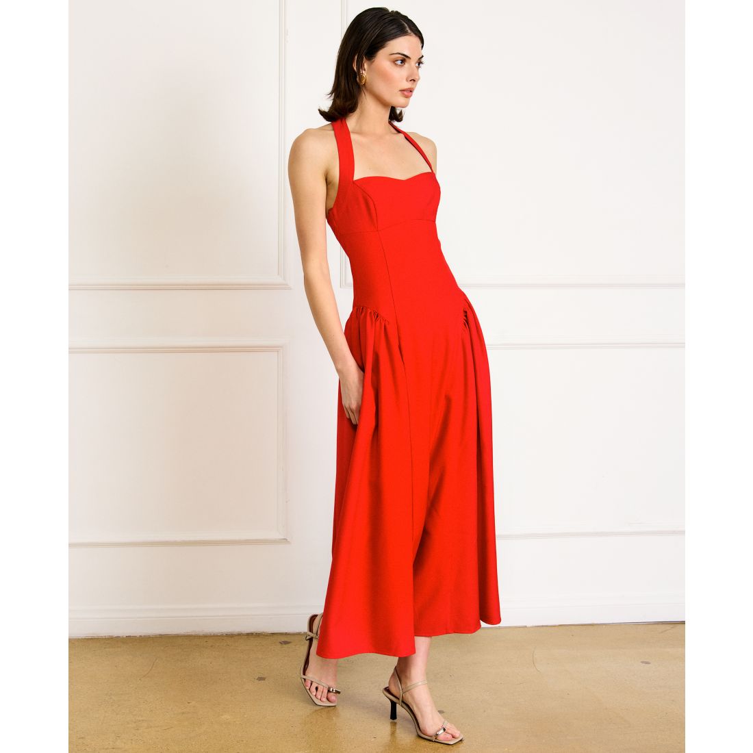 Line & Dot Women's Greta Halter Sleeveless Maxi Dress