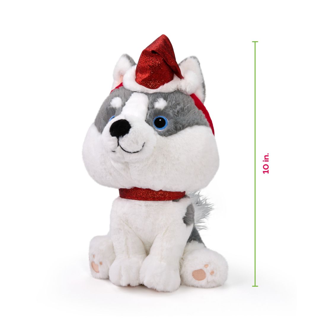 Geoffrey's Toy Box 10" Husky with Christmas Hat Plush Toy, Created for Macy's