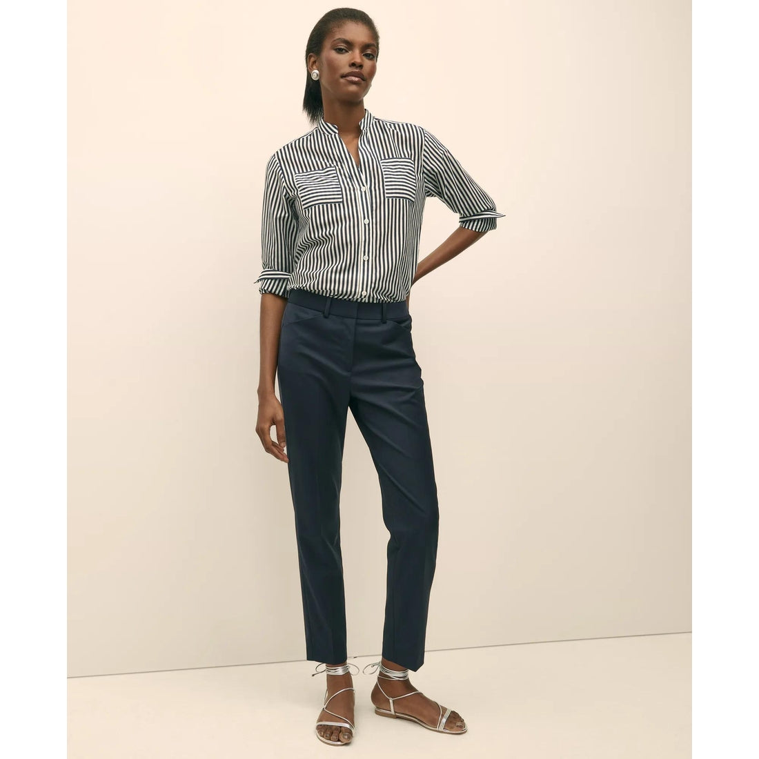 Cotton-Silk Striped Blouse