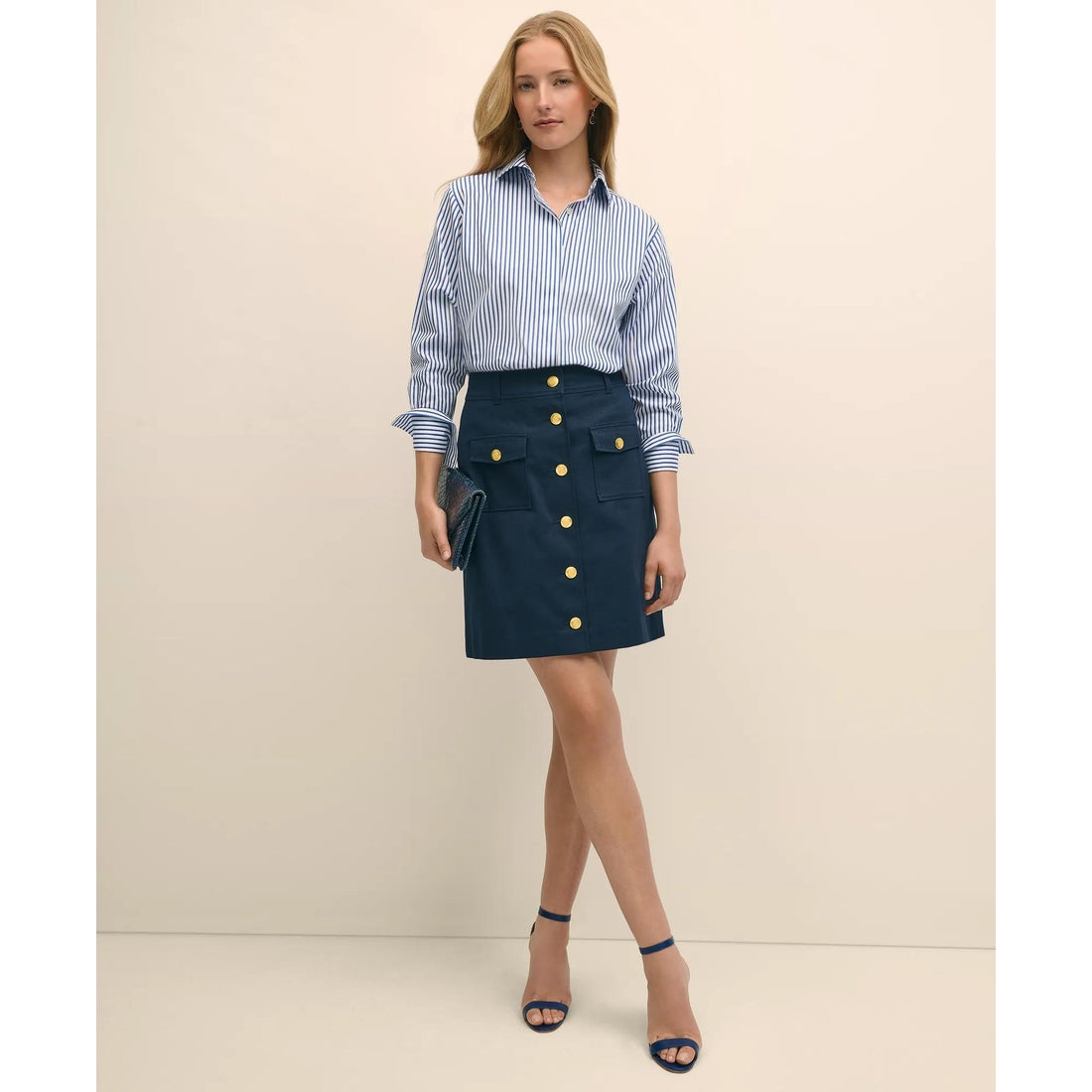 Relaxed Supima Cotton Sateen Striped Shirt