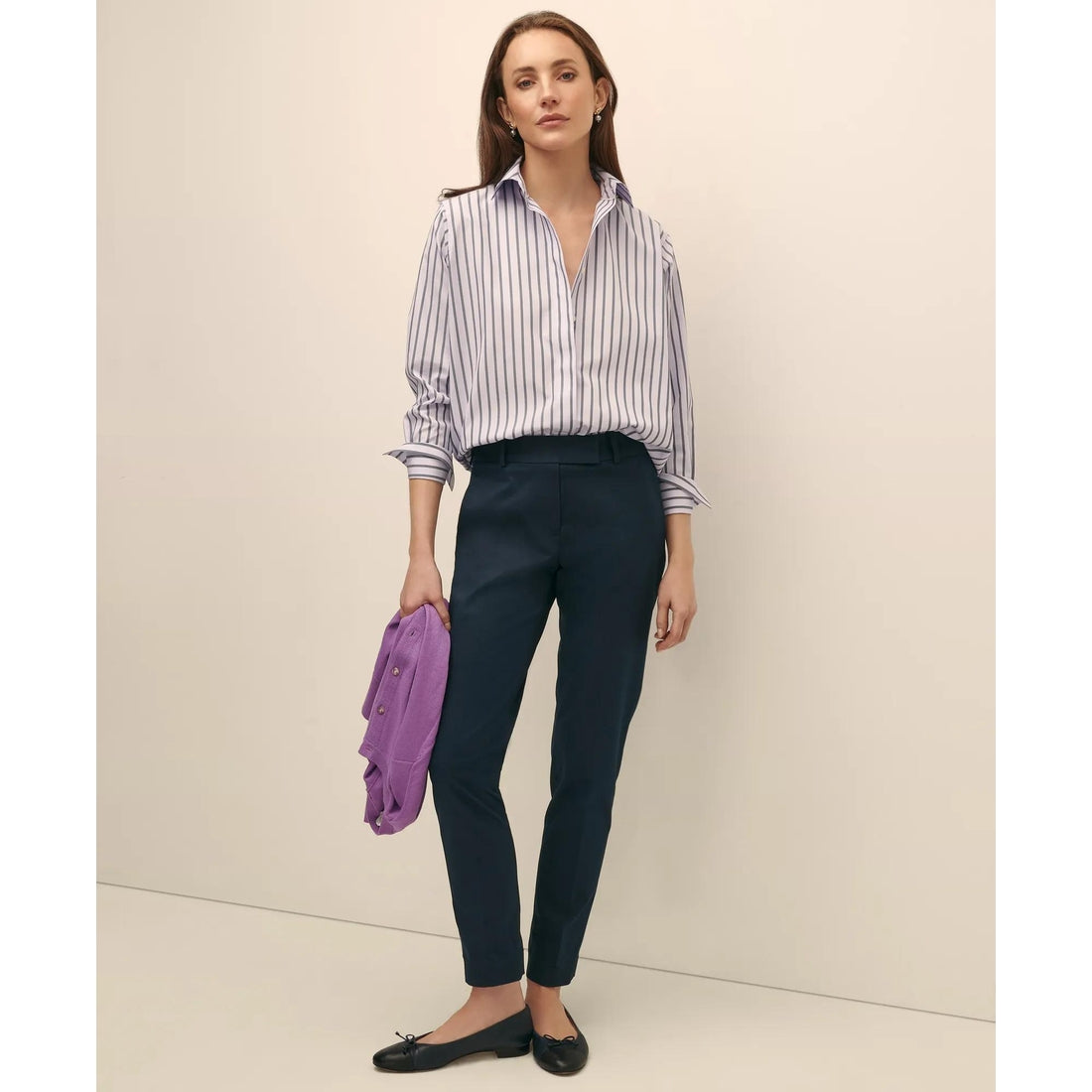 Relaxed Supima Cotton Sateen Striped Shirt