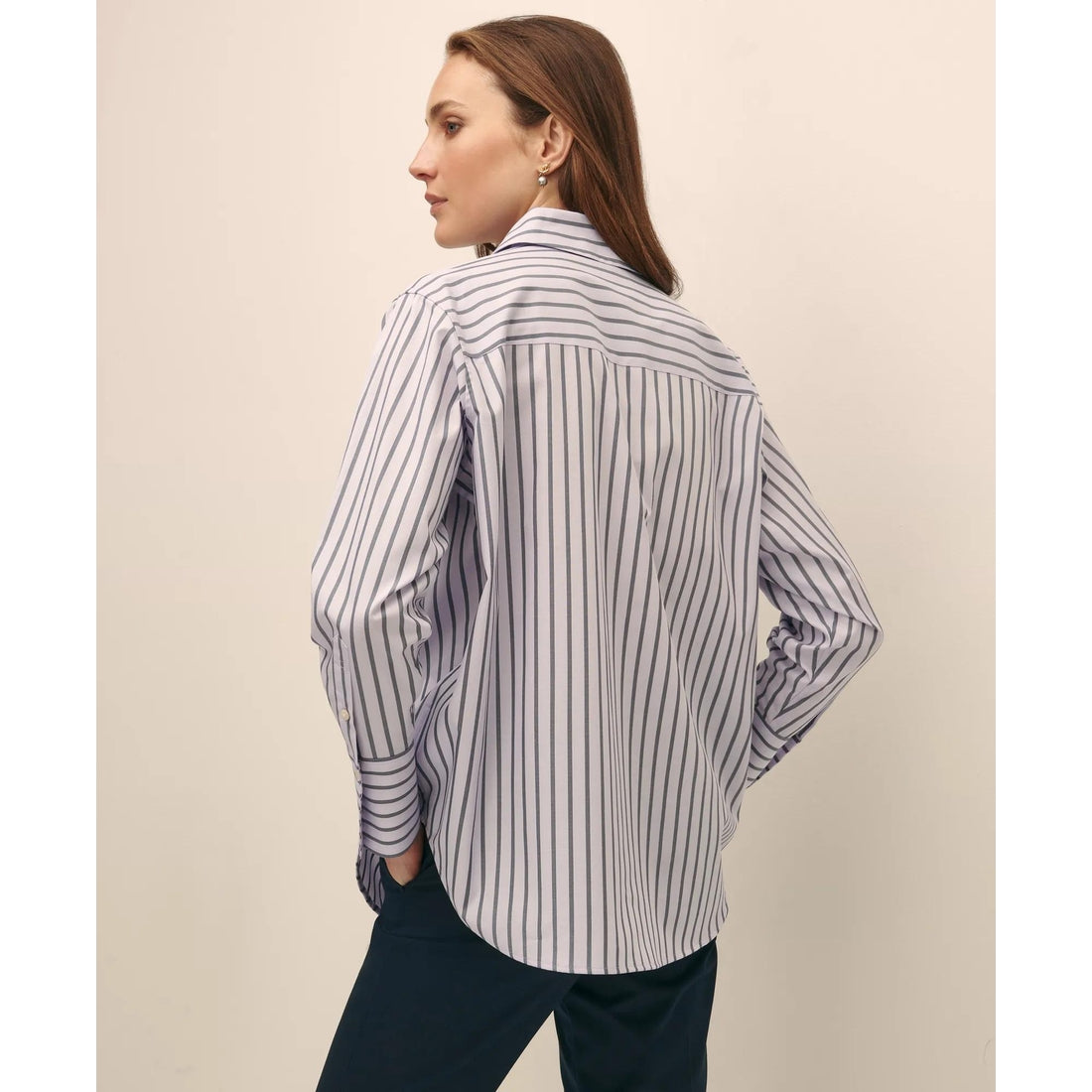 Relaxed Supima Cotton Sateen Striped Shirt