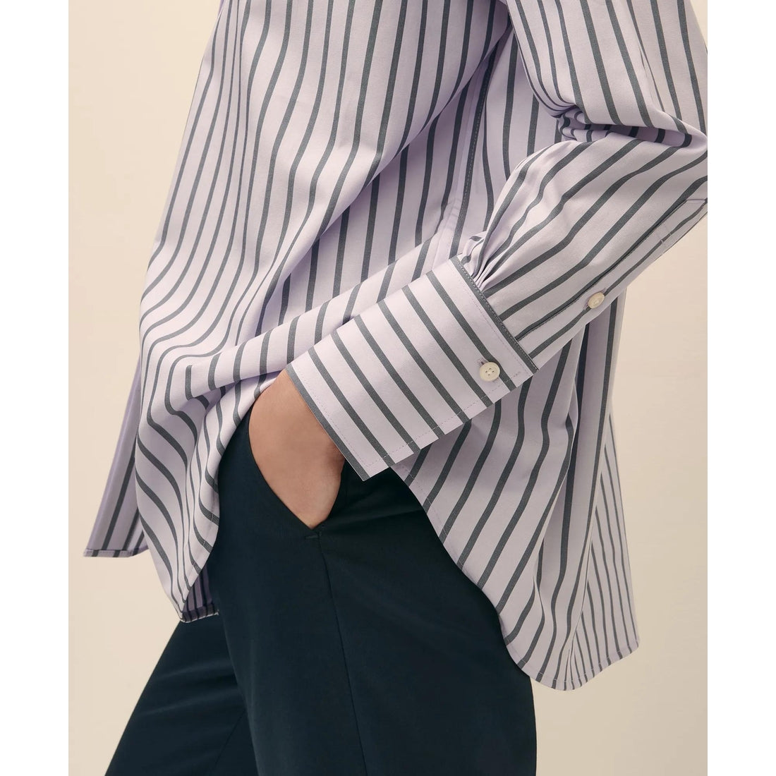 Relaxed Supima Cotton Sateen Striped Shirt
