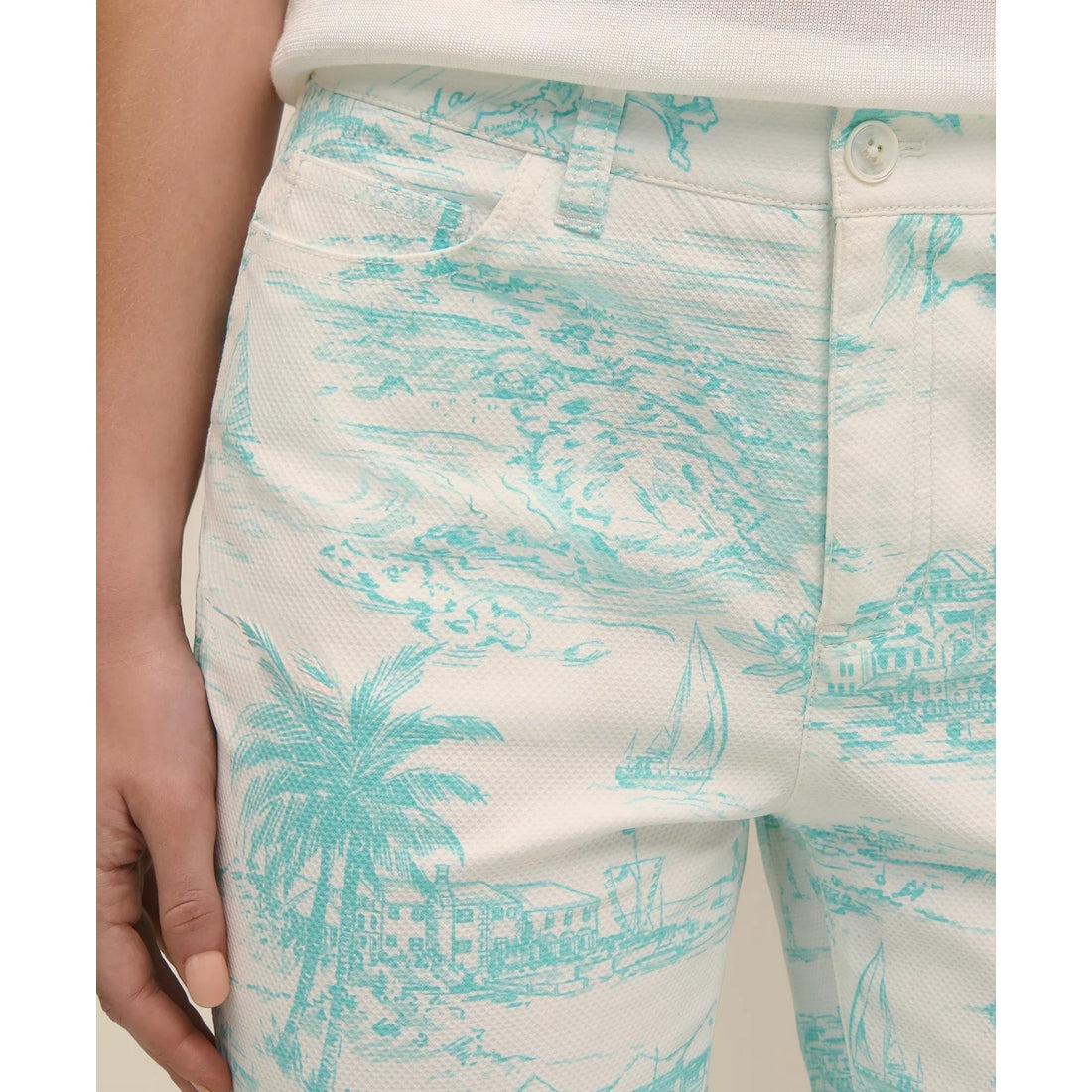 Cotton Dobby Bermuda Toile 5-Pocket Pants