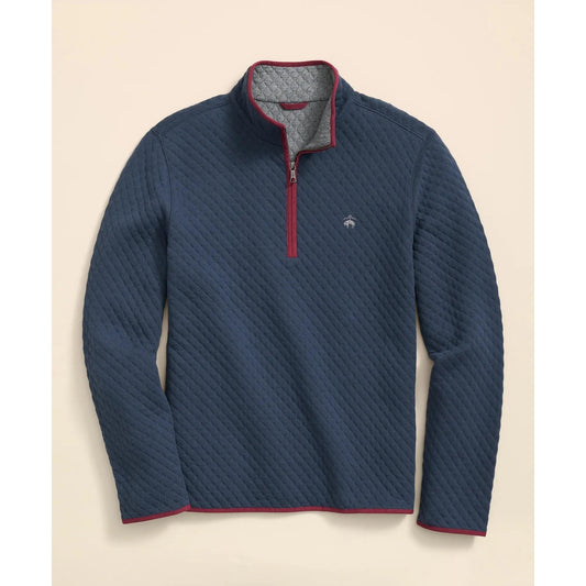 Diamond-Quilted Half-Zip in Cotton Blend