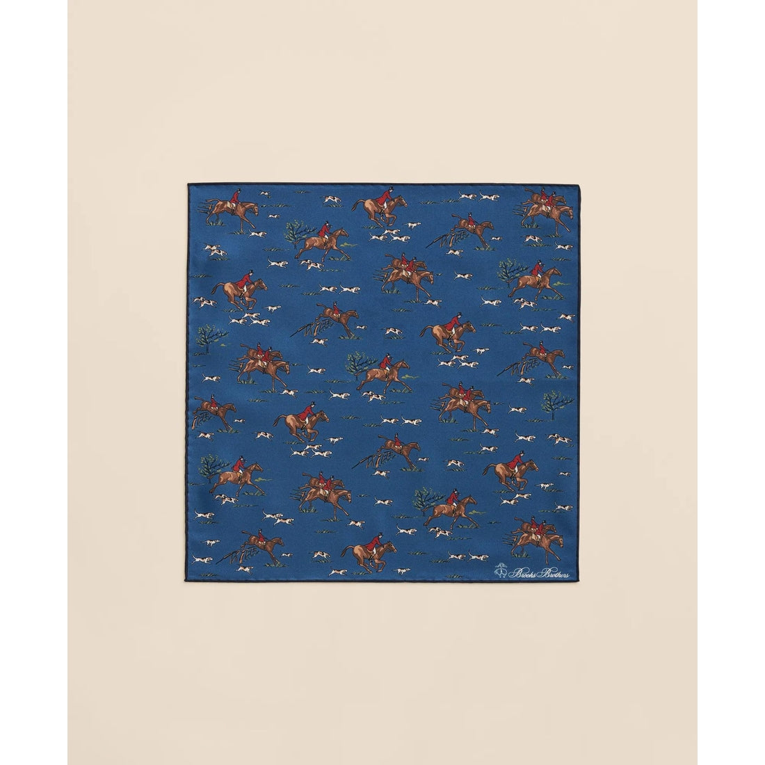 Equestrian Motif Silk Pocket Square