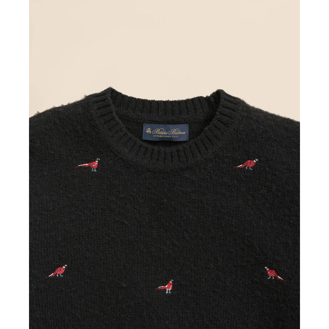 Brushed Wool Pheasant-Embroidered Sweater