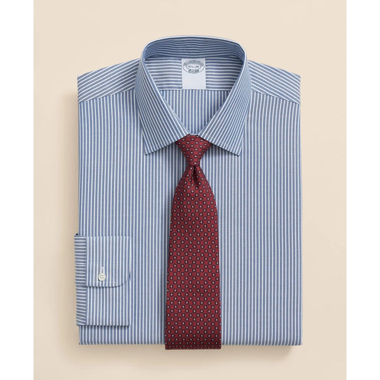 Brooks Brothers Explorer Collection Non-Iron Twill Ainley Collar Ground Stripe, Dress Shirt