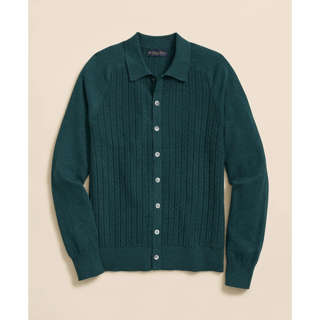 Cotton Mini-Cable Polo Cardigan