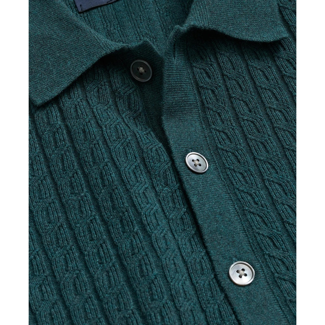 Cotton Mini-Cable Polo Cardigan