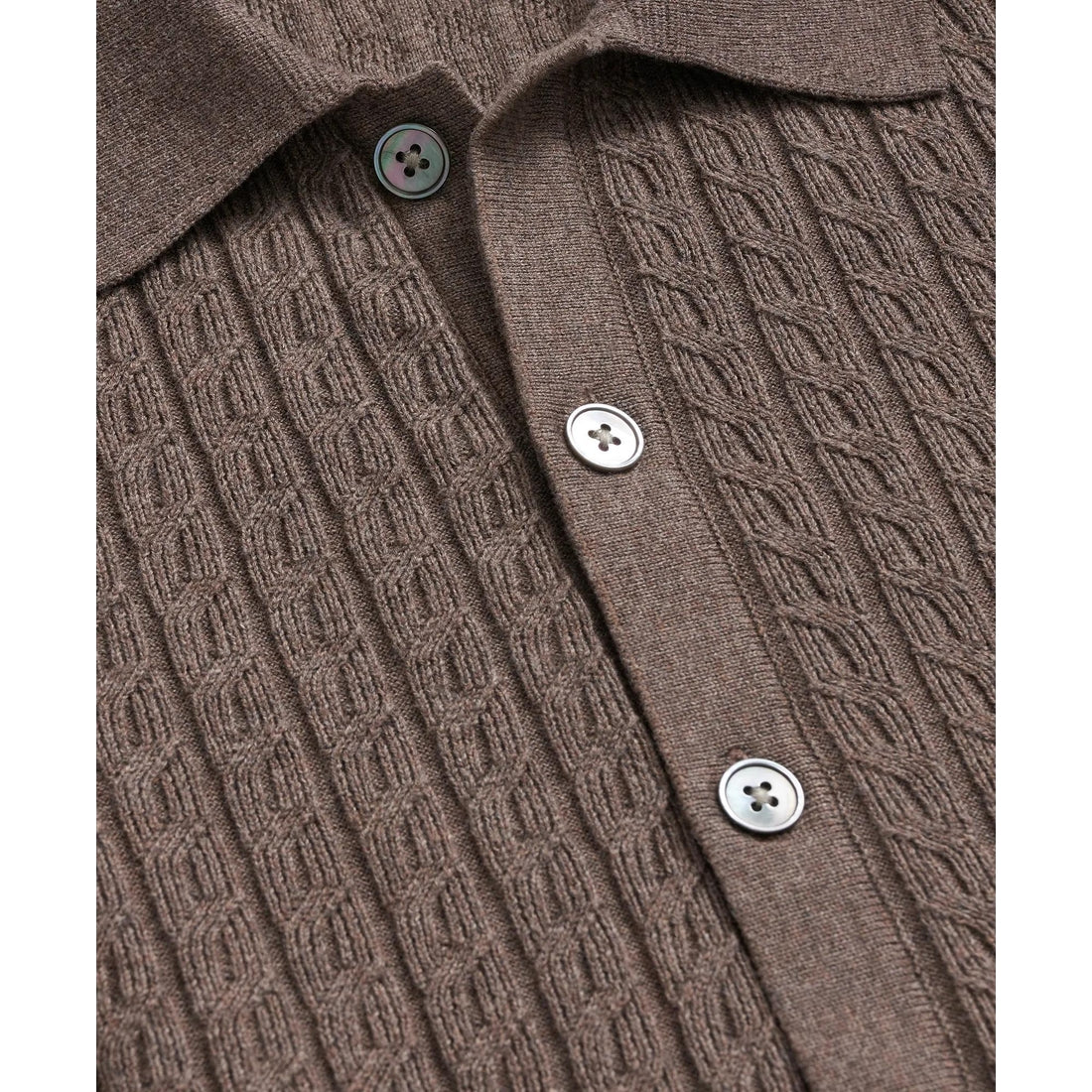 Cotton Mini-Cable Polo Cardigan