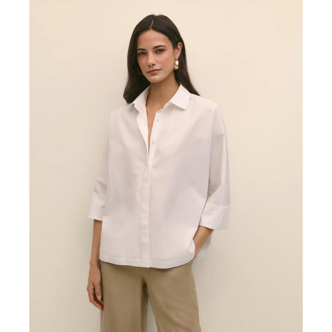 Supima Cotton Relaxed Dolman-Sleeve Shirt