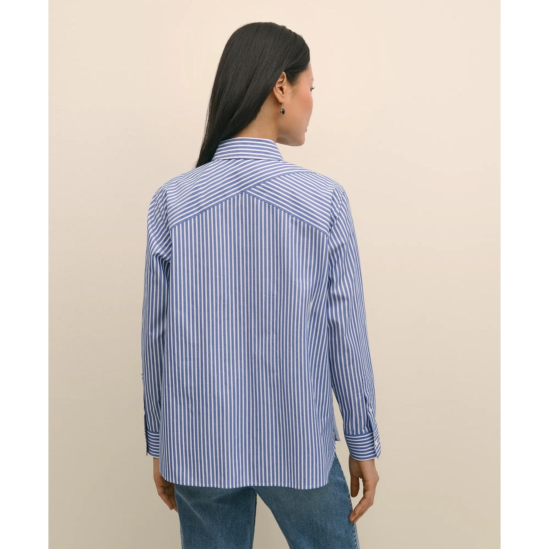 Cotton Poplin Contrast-Stripe Relaxed Shirt