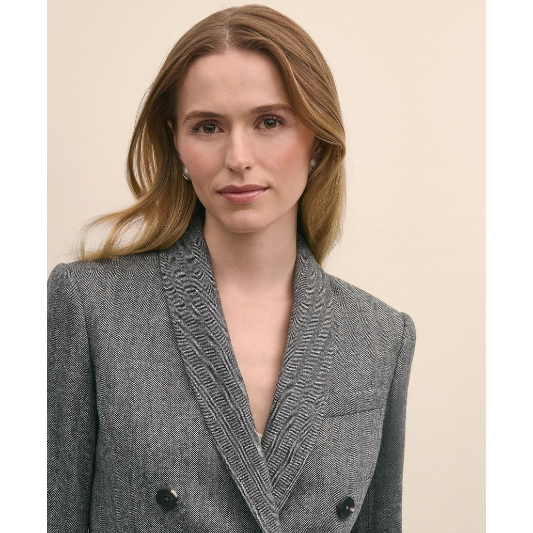 Wool-Blend Double-Breasted Herringbone Jacket