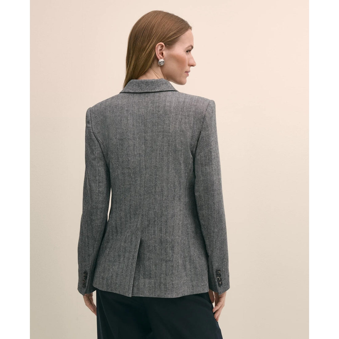 Wool-Blend Double-Breasted Herringbone Jacket