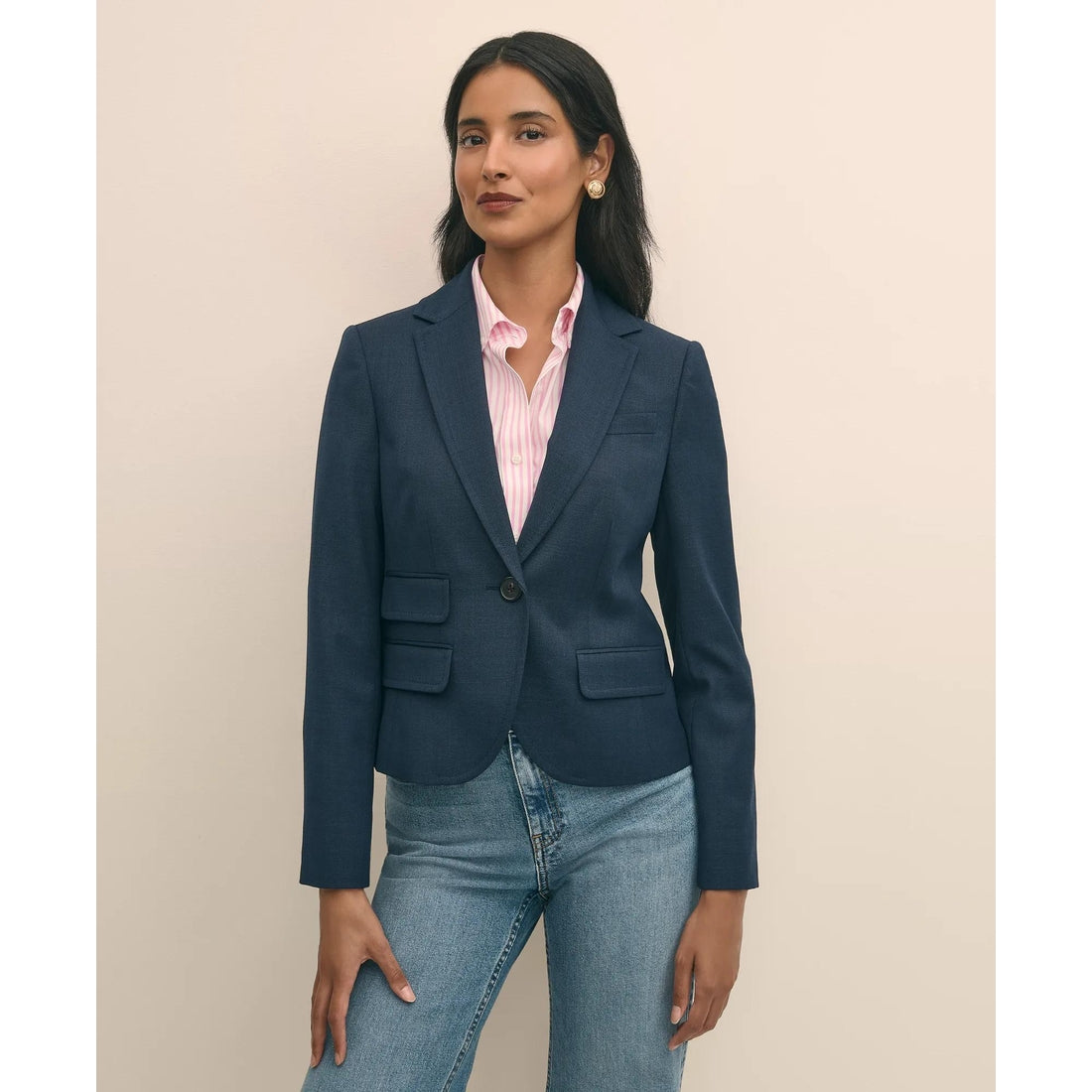 Wool-Blend Shrunken Fit Hopsack Jacket