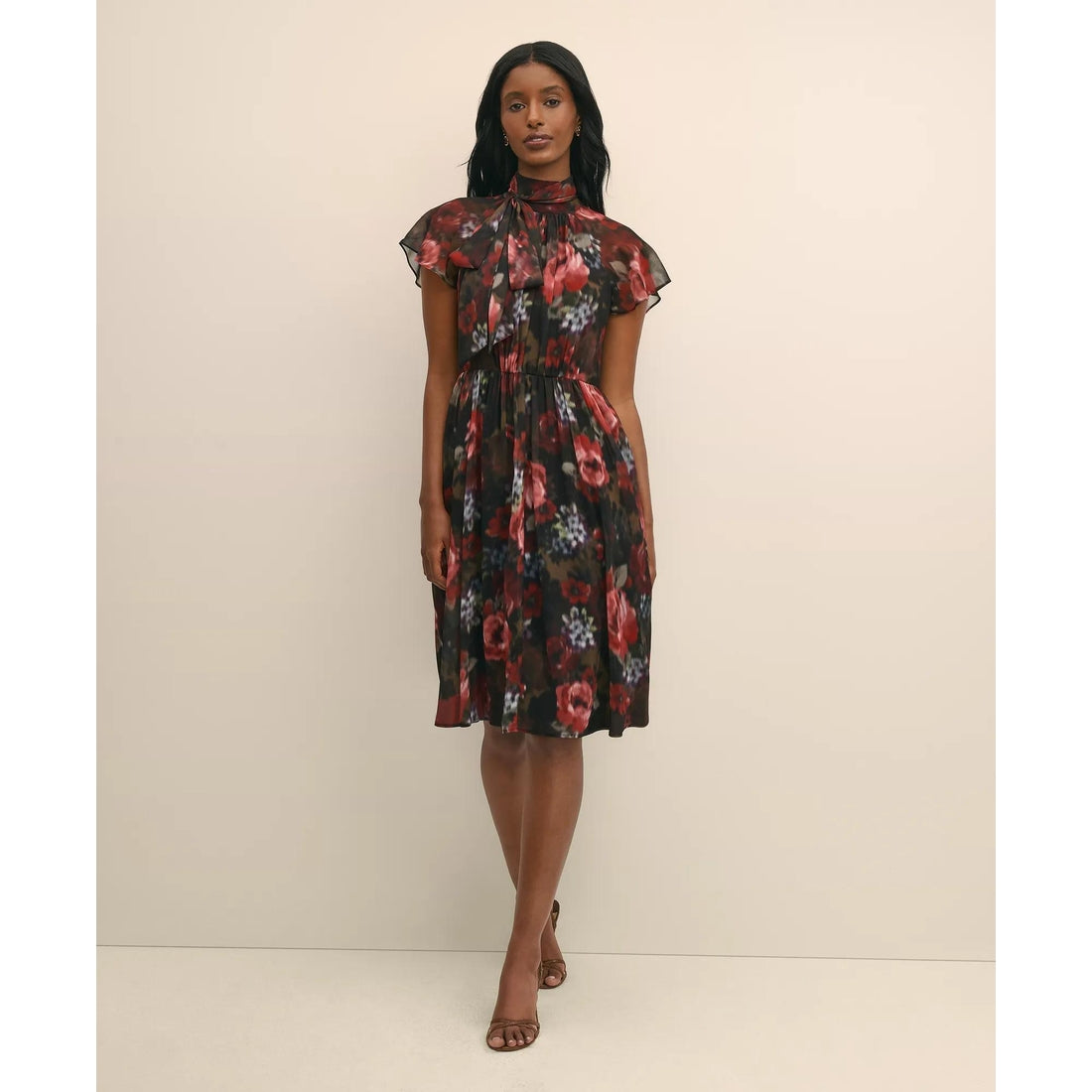 Flutter-Sleeve Halter Dress