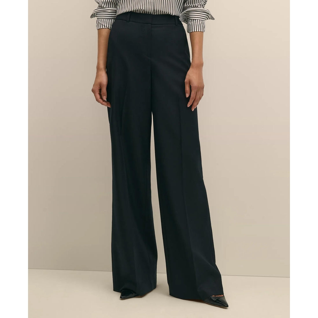 Wool Flannel High Waisted Wide-Leg Pant