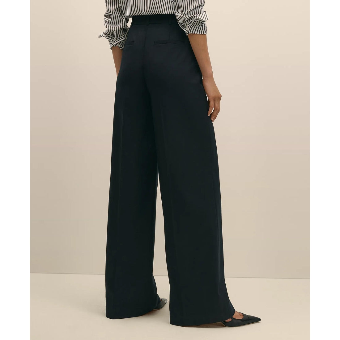 Wool Flannel High Waisted Wide-Leg Pant