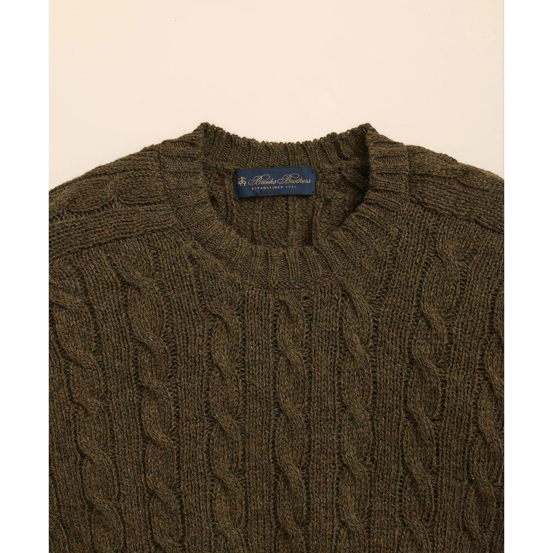 Cable Crewneck Sweater in Shetland Wool
