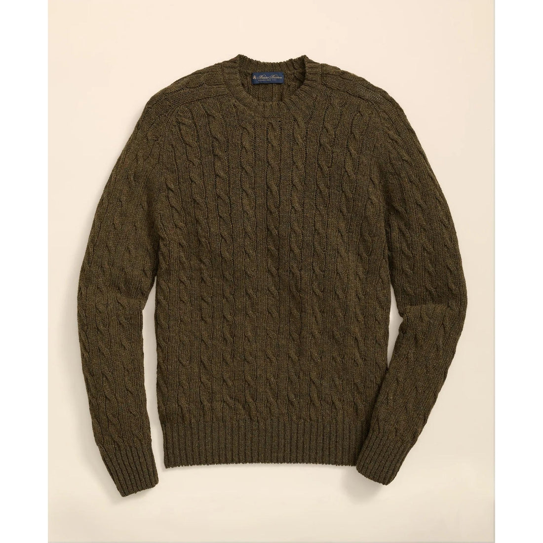 Cable Crewneck Sweater in Shetland Wool