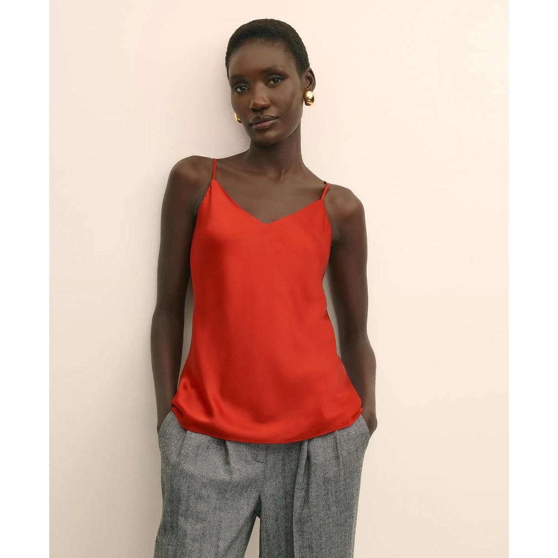 V-Neck Cami in Washable Silk Charmeuse