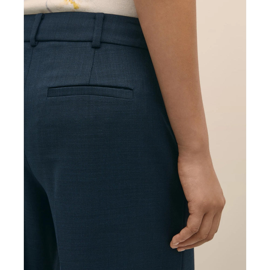Wool Blend Hopsack Wide-Leg Pants