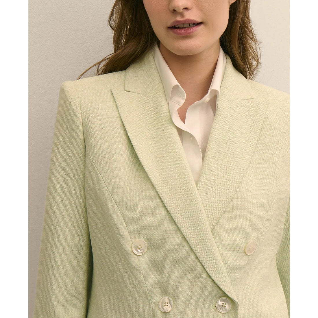 Viscose Melange Tweed Double-Breasted Jacket