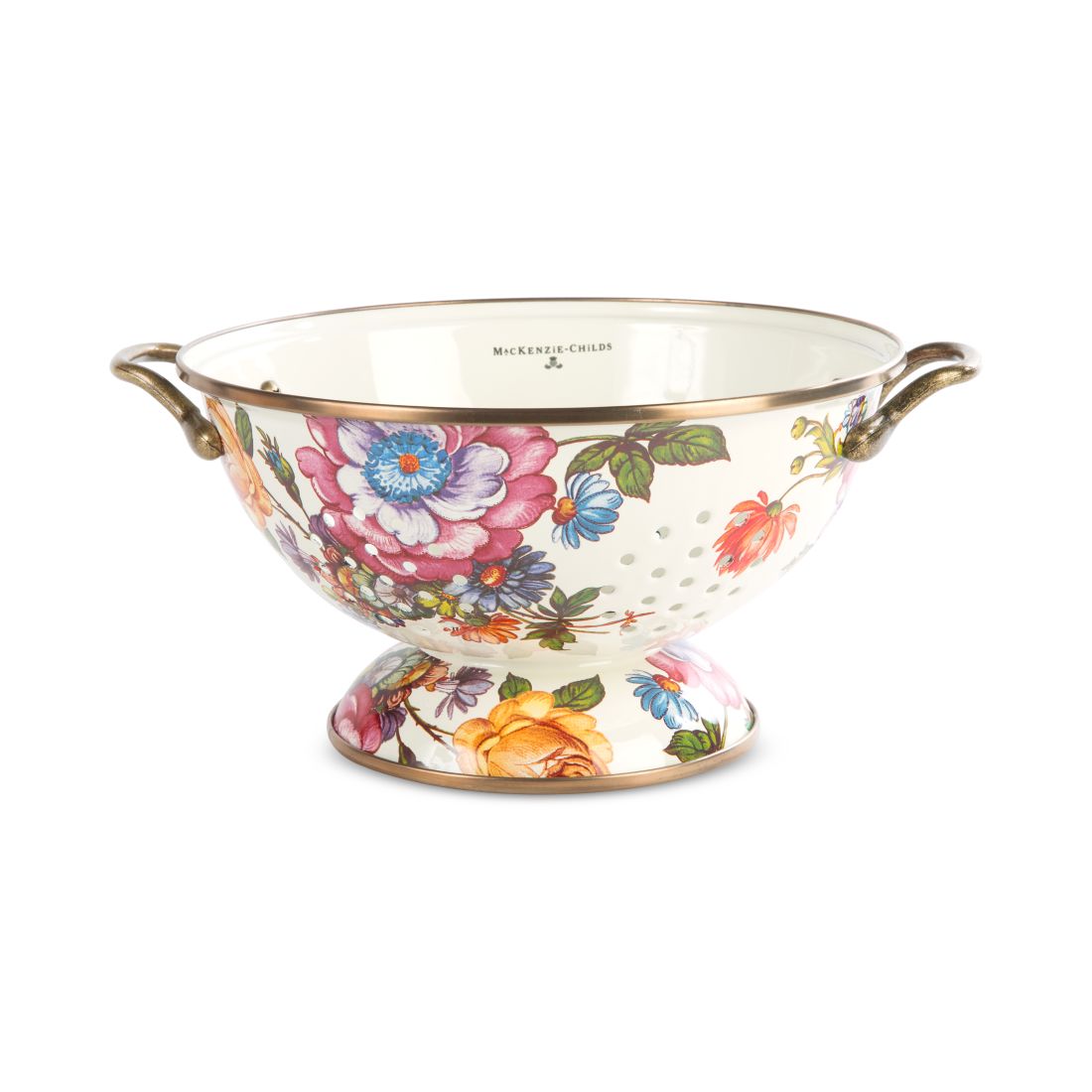 Mackenzie-Childs White Flower Market Large Colander
