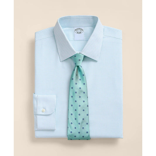 Stretch Supima Cotton Non-Iron Royal Oxford Ainsley Collar, Grid Check Dress Shirt