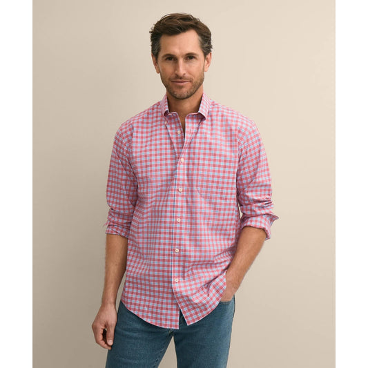 Stretch Supima Cotton Non-Iron Broadcloth Polo Button-Down Collar, Check Sport Shirt