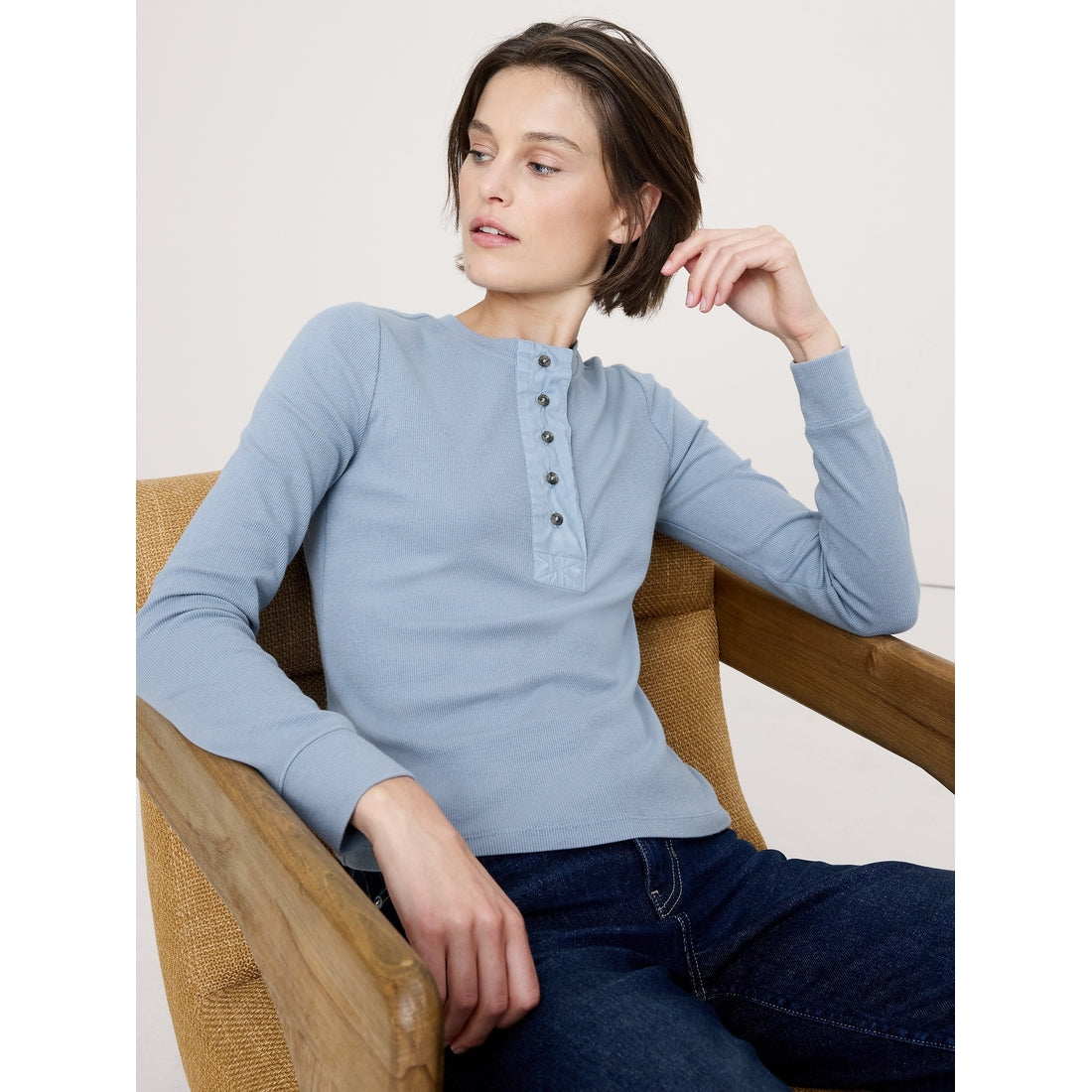 Women's Ribbed Henley T-Shirt