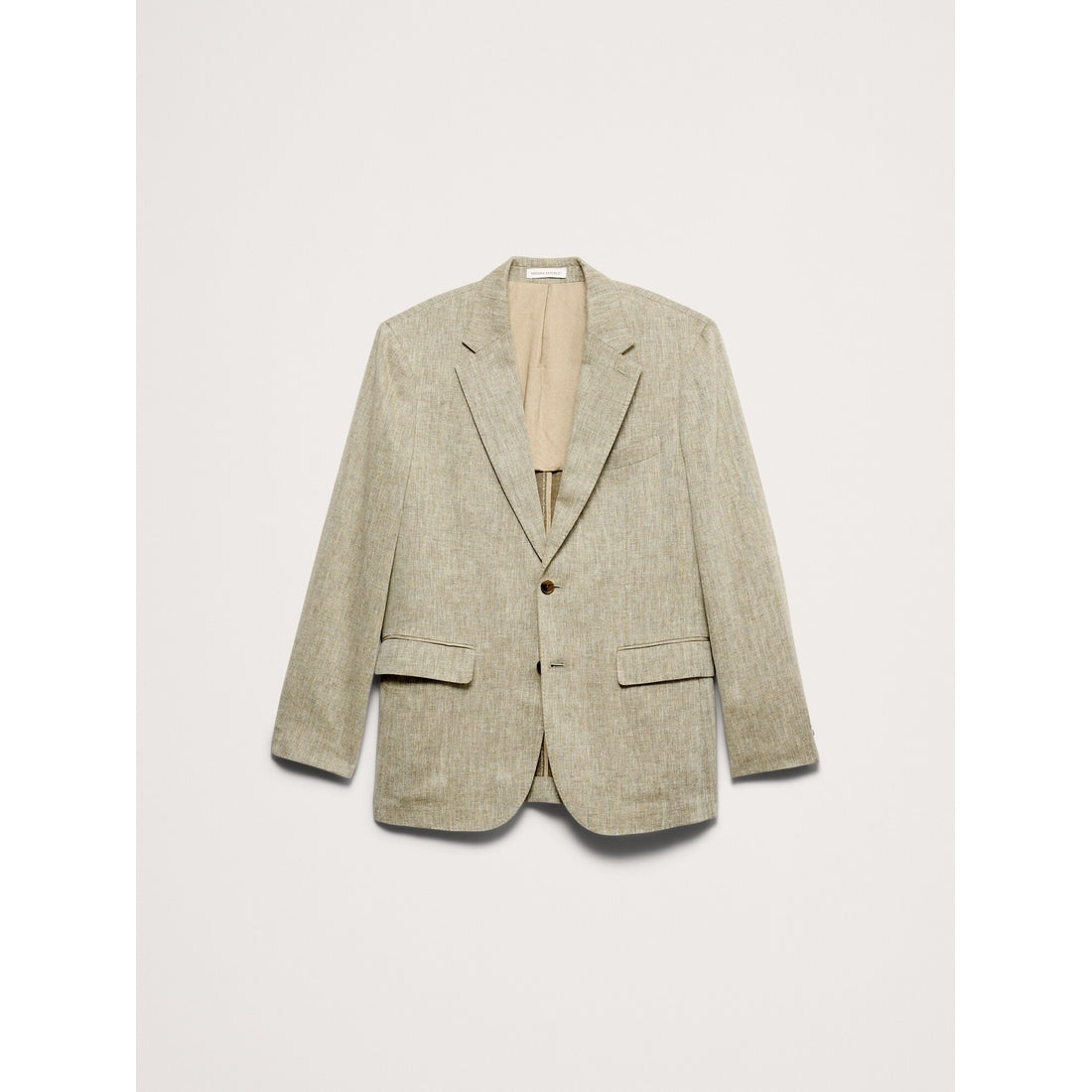 Men's Tailored Slim-Fit Green Linen-Cotton Suit Jacket