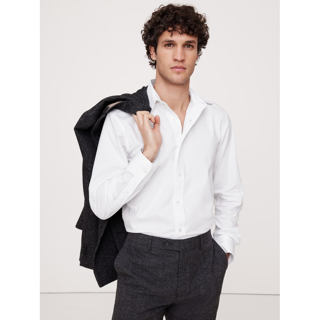 Men's Slim-Fit Wrinkle-Resistant Dress Shirt