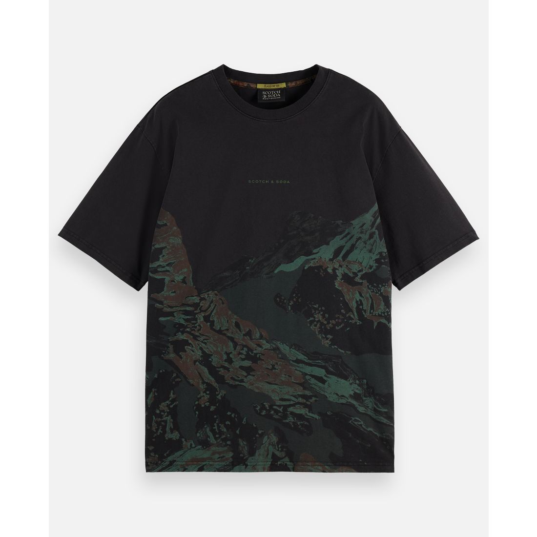 Scotch & Soda Men's Relaxed Fit Short Sleeve Mountain Graphic Crewneck T-Shirt