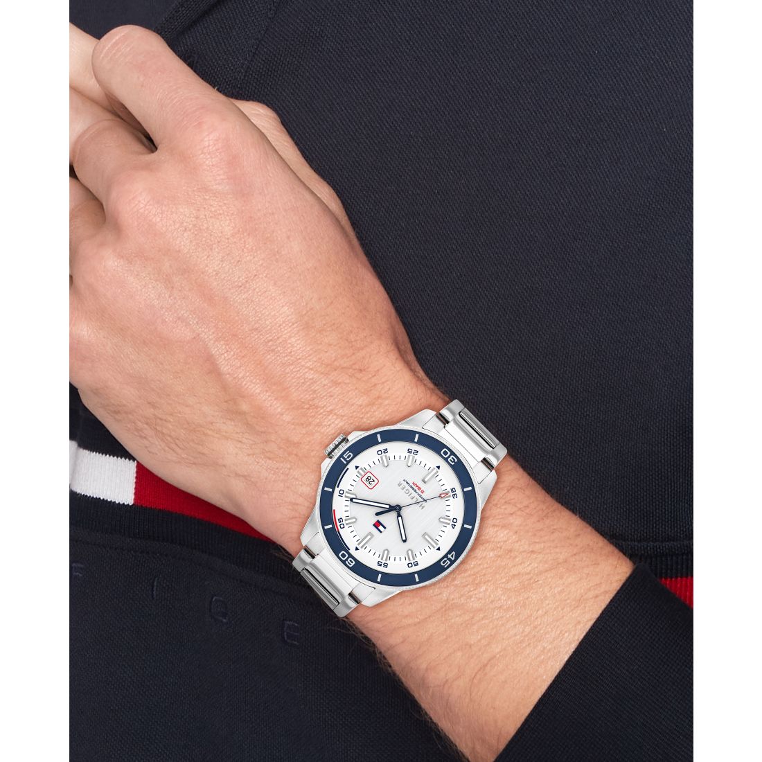 Tommy Hilfiger Men's Quartz Silver Tone Stainless Steel Bracelet Watch, 43mm