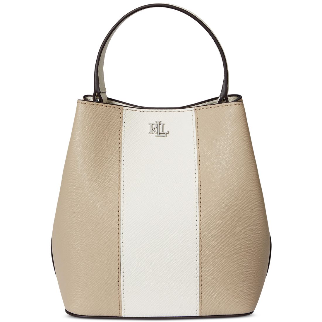 Lauren Ralph Lauren Two-Tone Leather Small Reese Bucket Bag